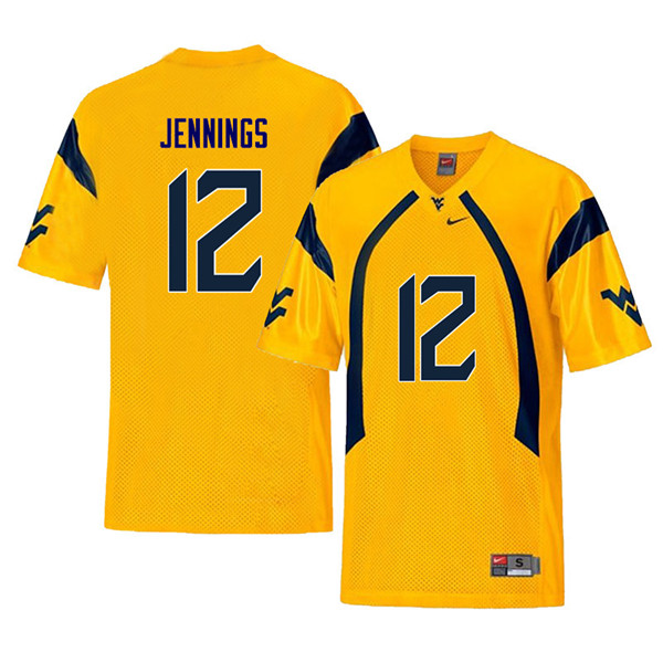 NCAA Men's Gary Jennings West Virginia Mountaineers Yellow #12 Nike Stitched Football College Retro Authentic Jersey FZ23L31BX